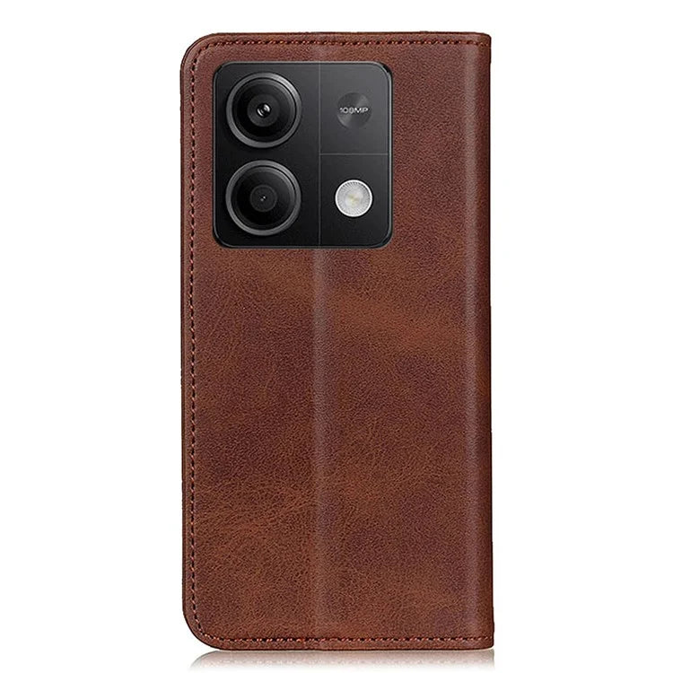 For Xiaomi Redmi Note 13 5G / 13 5G (China) Magnetic Phone Case Split Leather Cowhide Texture Wallet Cover