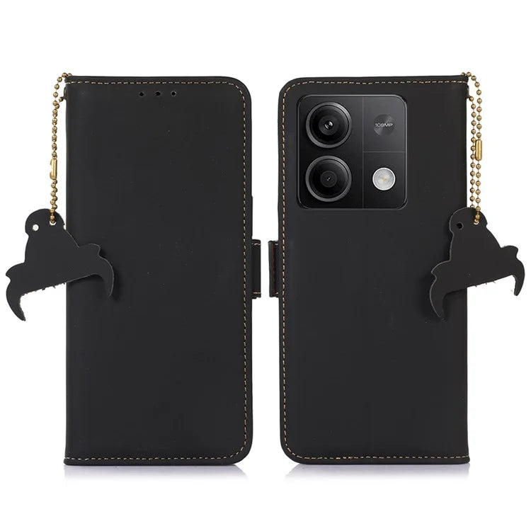 For Xiaomi Redmi Note 13 5G / 13 5G (China) Case RFID Blocking Genuine Cow Leather Wallet Mobile Phone Cover
