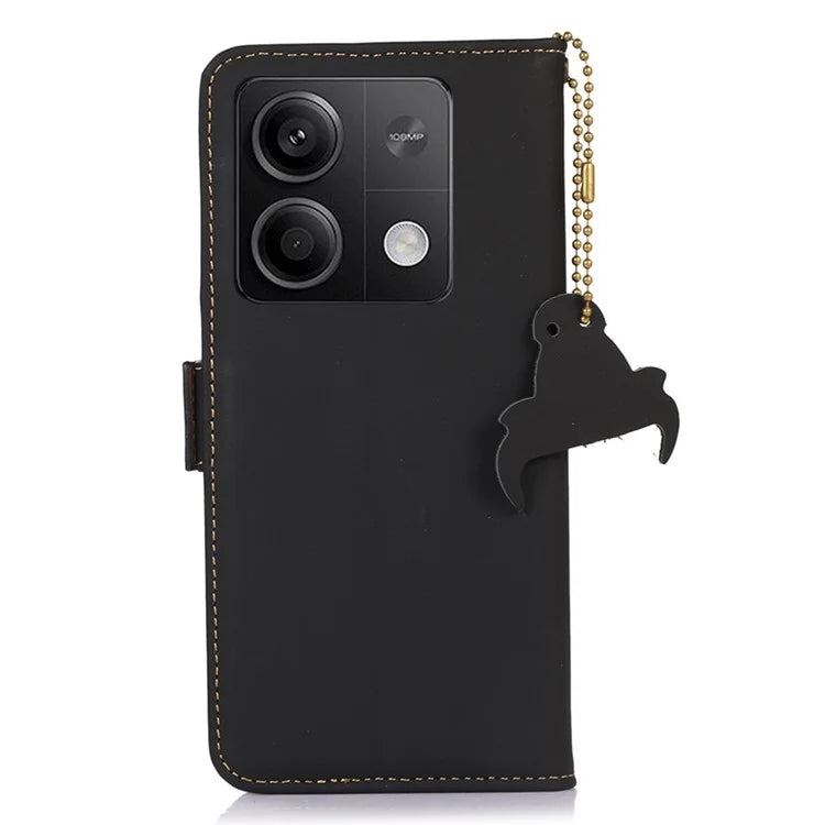 For Xiaomi Redmi Note 13 5G / 13 5G (China) Case RFID Blocking Genuine Cow Leather Wallet Mobile Phone Cover
