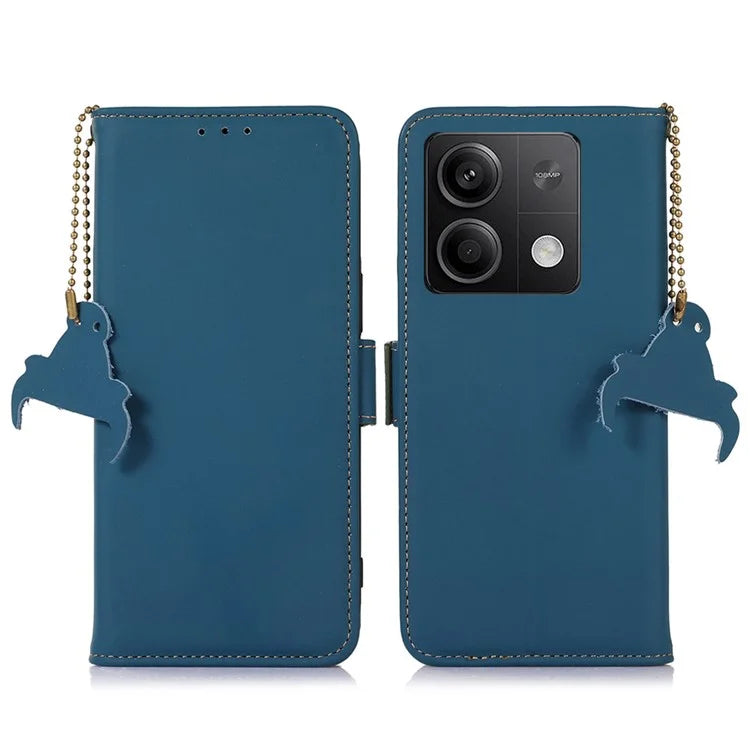 For Xiaomi Redmi Note 13 5G / 13 5G (China) Case RFID Blocking Genuine Cow Leather Wallet Mobile Phone Cover