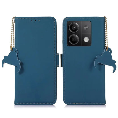 For Xiaomi Redmi Note 13 5G / 13 5G (China) Case RFID Blocking Genuine Cow Leather Wallet Mobile Phone Cover