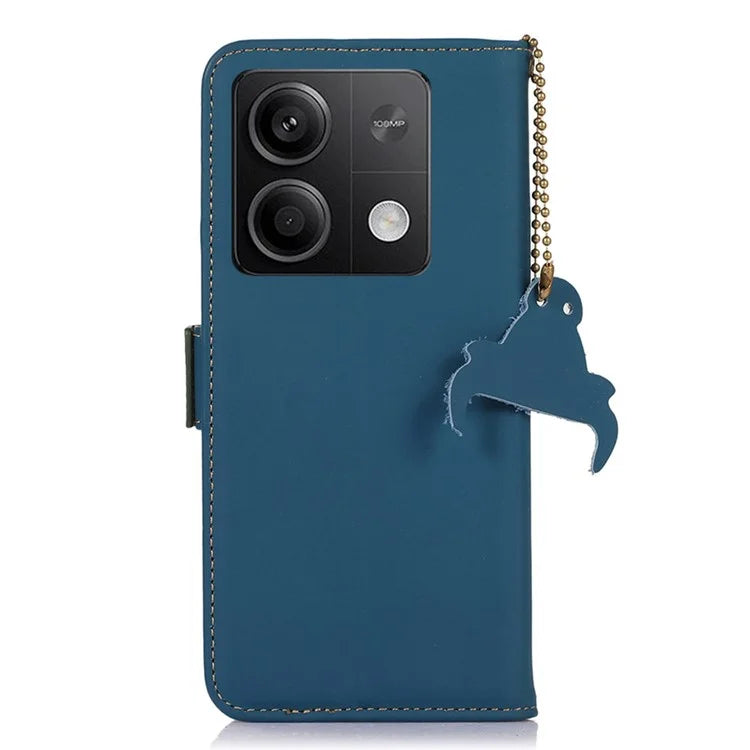 For Xiaomi Redmi Note 13 5G / 13 5G (China) Case RFID Blocking Genuine Cow Leather Wallet Mobile Phone Cover