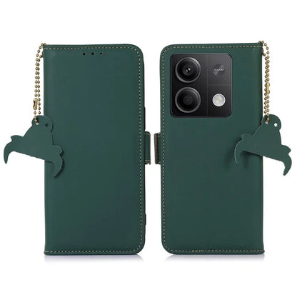 For Xiaomi Redmi Note 13 5G / 13 5G (China) Case RFID Blocking Genuine Cow Leather Wallet Mobile Phone Cover
