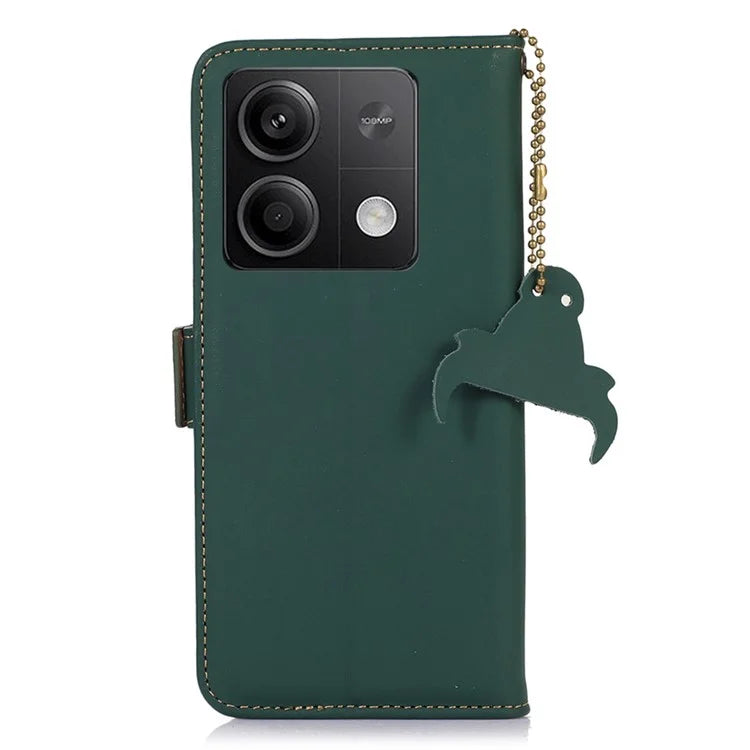 For Xiaomi Redmi Note 13 5G / 13 5G (China) Case RFID Blocking Genuine Cow Leather Wallet Mobile Phone Cover