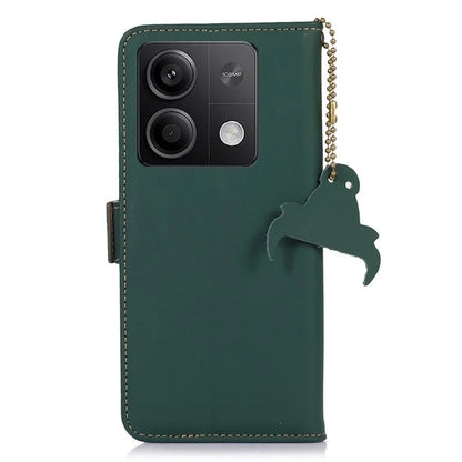 For Xiaomi Redmi Note 13 5G / 13 5G (China) Case RFID Blocking Genuine Cow Leather Wallet Mobile Phone Cover