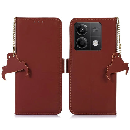 For Xiaomi Redmi Note 13 5G / 13 5G (China) Case RFID Blocking Genuine Cow Leather Wallet Mobile Phone Cover