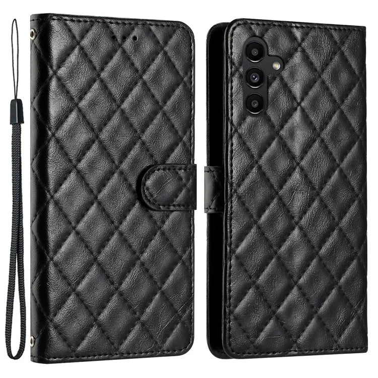 For Samsung Galaxy A35 5G Cell Phone Case Leather Rhombus Grid Wallet Protective Shell