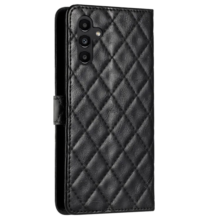For Samsung Galaxy A35 5G Cell Phone Case Leather Rhombus Grid Wallet Protective Shell