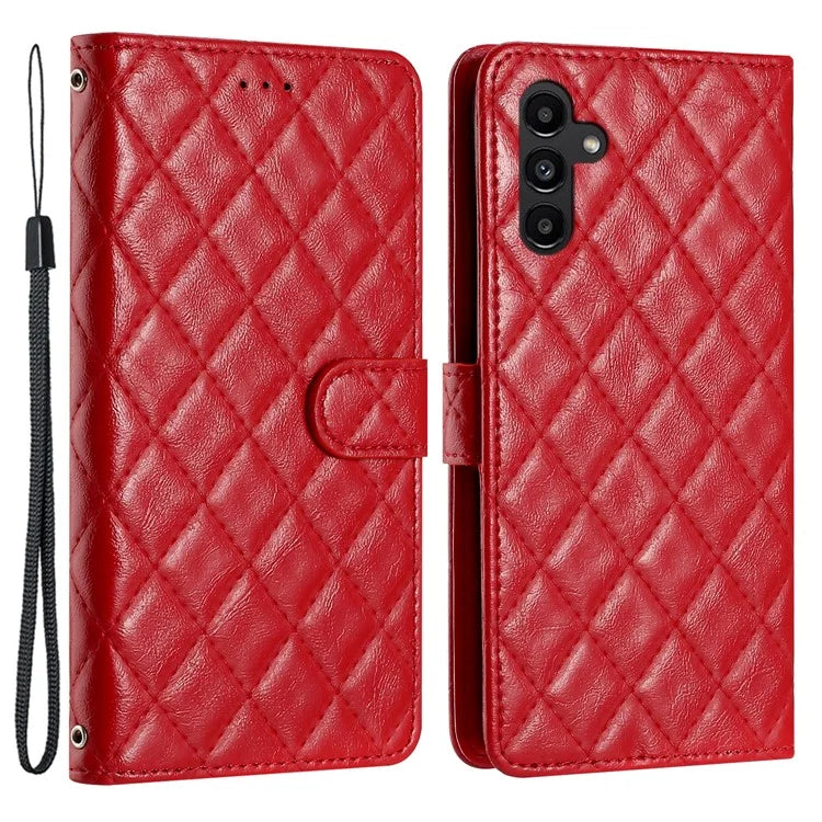 For Samsung Galaxy A35 5G Cell Phone Case Leather Rhombus Grid Wallet Protective Shell
