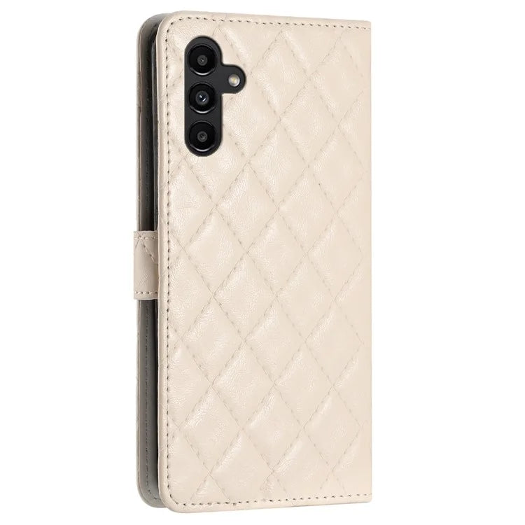 For Samsung Galaxy A35 5G Cell Phone Case Leather Rhombus Grid Wallet Protective Shell