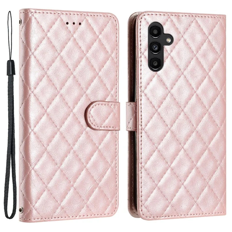 For Samsung Galaxy A35 5G Cell Phone Case Leather Rhombus Grid Wallet Protective Shell