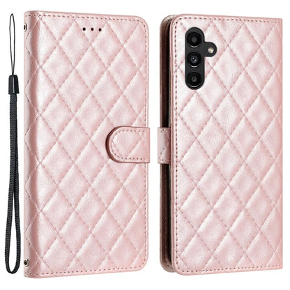 For Samsung Galaxy A35 5G Cell Phone Case Leather Rhombus Grid Wallet Protective Shell