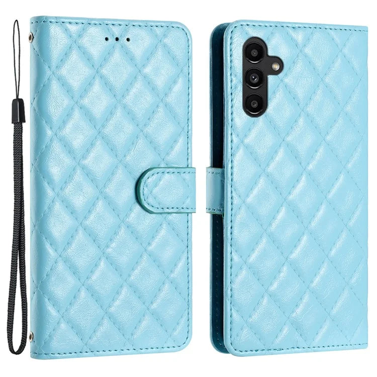 For Samsung Galaxy A35 5G Cell Phone Case Leather Rhombus Grid Wallet Protective Shell