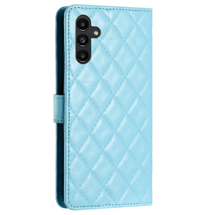 For Samsung Galaxy A35 5G Cell Phone Case Leather Rhombus Grid Wallet Protective Shell