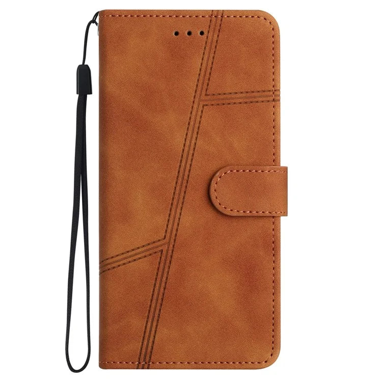 For Samsung Galaxy A35 5G Phone Case Lines Imprinted Leather Wallet Cover
