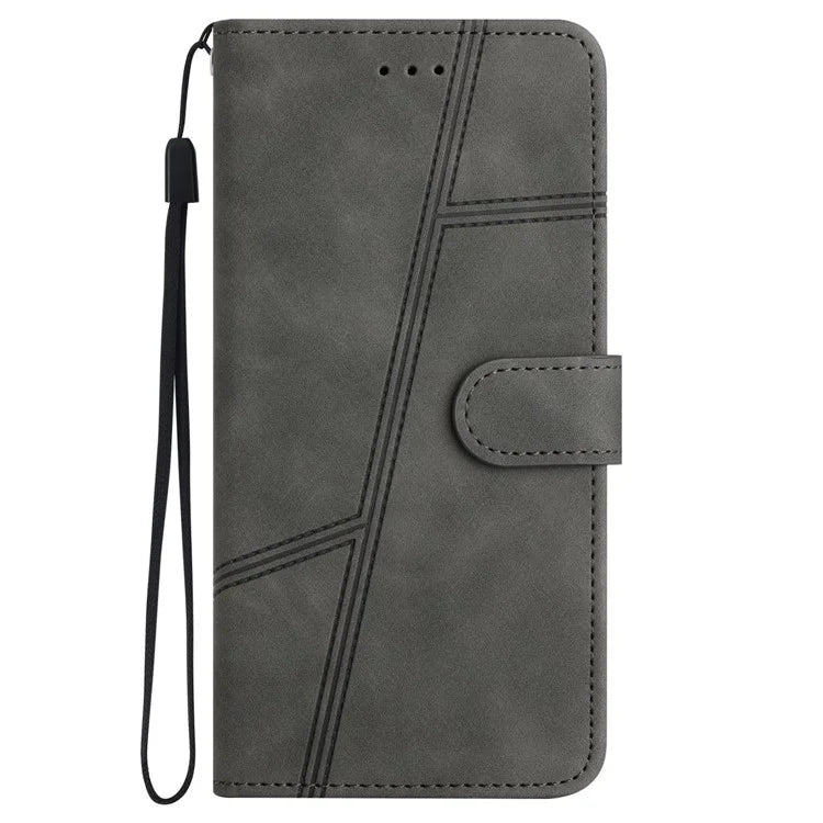 For Samsung Galaxy A35 5G Phone Case Lines Imprinted Leather Wallet Cover