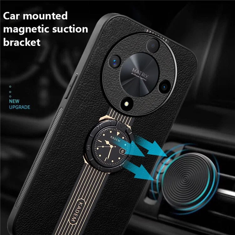 KADEM For Honor X9b 5G / Magic6 Lite 5G Cell Phone Case Anti-fall Ring Kickstand Watch Pattern Cover