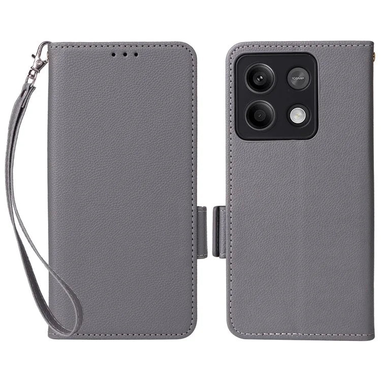 For Xiaomi Redmi Note 13 Pro 5G / Poco X6 5G Cell Phone Case Litchi Texture Leather Cover with Strap