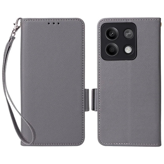 For Xiaomi Redmi Note 13 Pro 5G / Poco X6 5G Cell Phone Case Litchi Texture Leather Cover with Strap