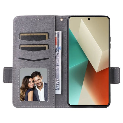 For Xiaomi Redmi Note 13 Pro 5G / Poco X6 5G Cell Phone Case Litchi Texture Leather Cover with Strap
