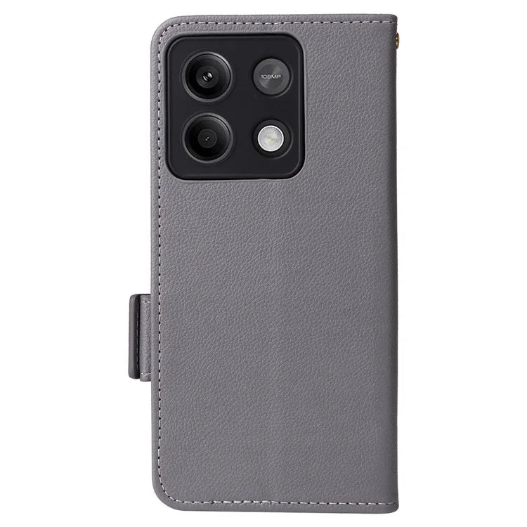 For Xiaomi Redmi Note 13 Pro 5G / Poco X6 5G Cell Phone Case Litchi Texture Leather Cover with Strap
