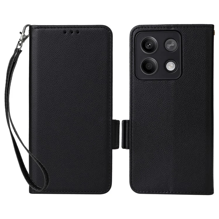For Xiaomi Redmi Note 13 Pro 5G / Poco X6 5G Cell Phone Case Litchi Texture Leather Cover with Strap