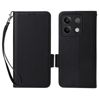 For Xiaomi Redmi Note 13 Pro 5G / Poco X6 5G Cell Phone Case Litchi Texture Leather Cover with Strap