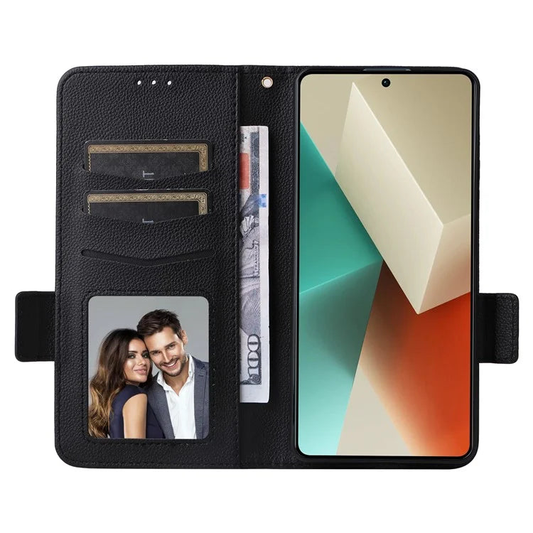 For Xiaomi Redmi Note 13 Pro 5G / Poco X6 5G Cell Phone Case Litchi Texture Leather Cover with Strap