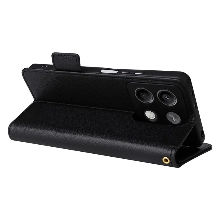 For Xiaomi Redmi Note 13 Pro 5G / Poco X6 5G Cell Phone Case Litchi Texture Leather Cover with Strap