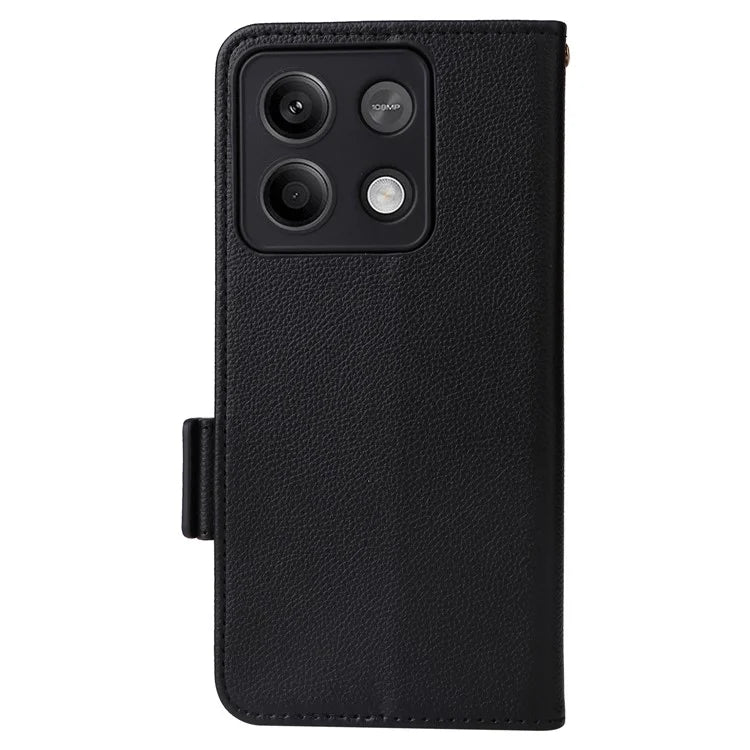 For Xiaomi Redmi Note 13 Pro 5G / Poco X6 5G Cell Phone Case Litchi Texture Leather Cover with Strap