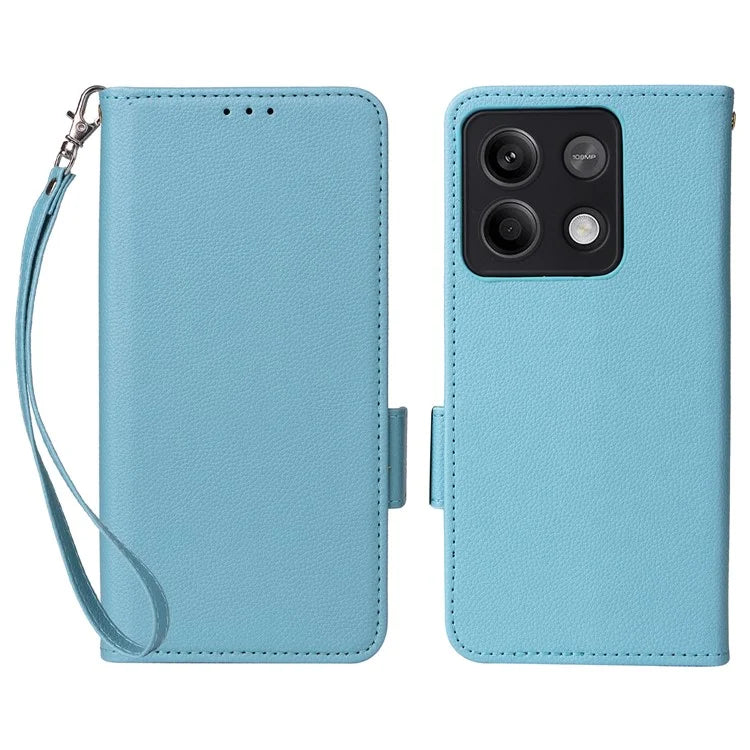 For Xiaomi Redmi Note 13 Pro 5G / Poco X6 5G Cell Phone Case Litchi Texture Leather Cover with Strap