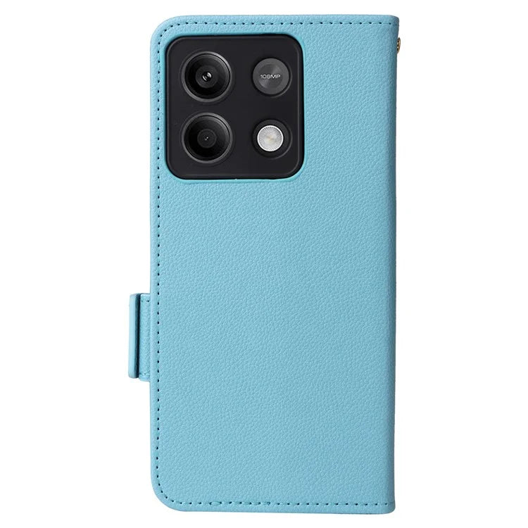 For Xiaomi Redmi Note 13 Pro 5G / Poco X6 5G Cell Phone Case Litchi Texture Leather Cover with Strap