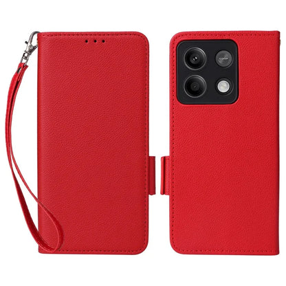For Xiaomi Redmi Note 13 Pro 5G / Poco X6 5G Cell Phone Case Litchi Texture Leather Cover with Strap