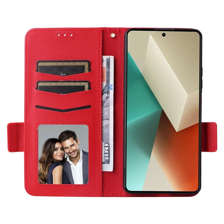 For Xiaomi Redmi Note 13 Pro 5G / Poco X6 5G Cell Phone Case Litchi Texture Leather Cover with Strap