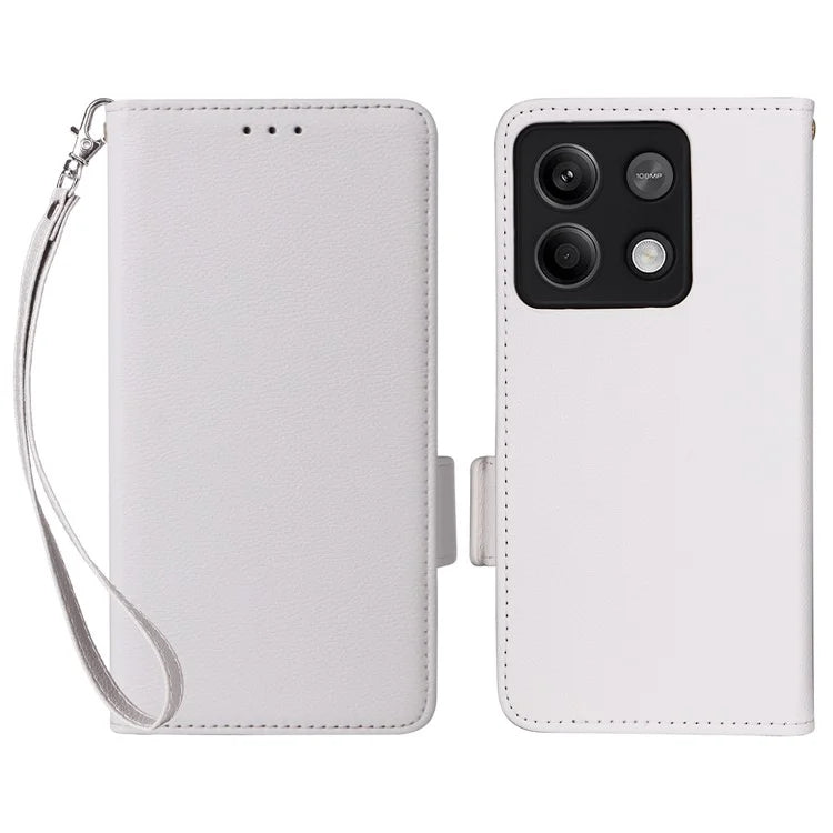 For Xiaomi Redmi Note 13 Pro 5G / Poco X6 5G Cell Phone Case Litchi Texture Leather Cover with Strap