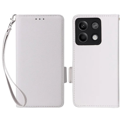 For Xiaomi Redmi Note 13 Pro 5G / Poco X6 5G Cell Phone Case Litchi Texture Leather Cover with Strap