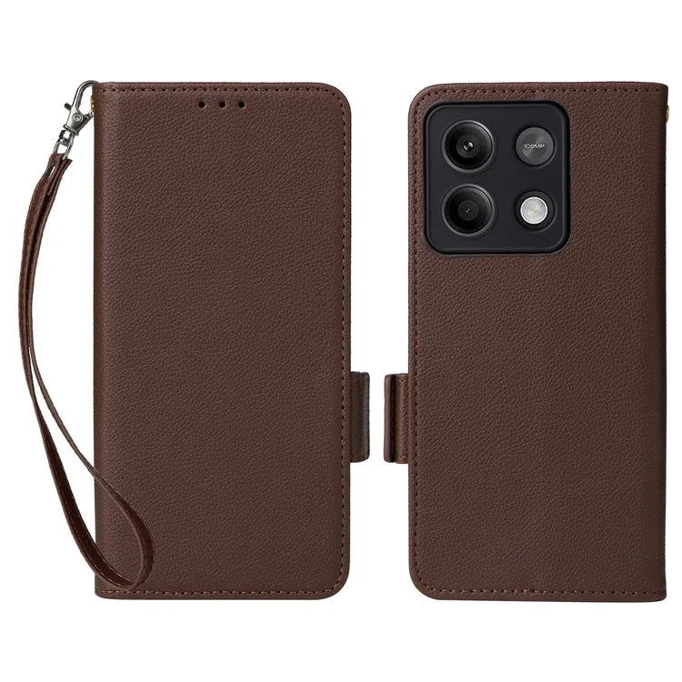 For Xiaomi Redmi Note 13 Pro 5G / Poco X6 5G Cell Phone Case Litchi Texture Leather Cover with Strap