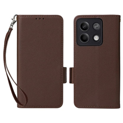 For Xiaomi Redmi Note 13 Pro 5G / Poco X6 5G Cell Phone Case Litchi Texture Leather Cover with Strap