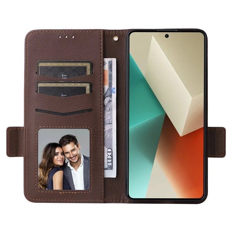 For Xiaomi Redmi Note 13 Pro 5G / Poco X6 5G Cell Phone Case Litchi Texture Leather Cover with Strap