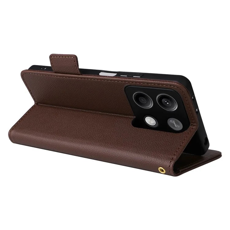 For Xiaomi Redmi Note 13 Pro 5G / Poco X6 5G Cell Phone Case Litchi Texture Leather Cover with Strap
