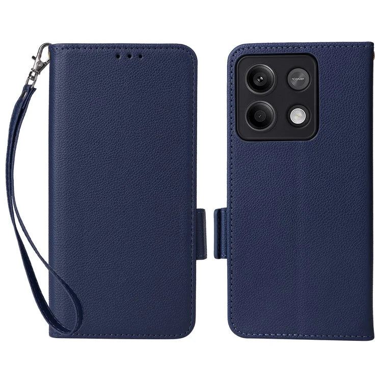 For Xiaomi Redmi Note 13 Pro 5G / Poco X6 5G Cell Phone Case Litchi Texture Leather Cover with Strap