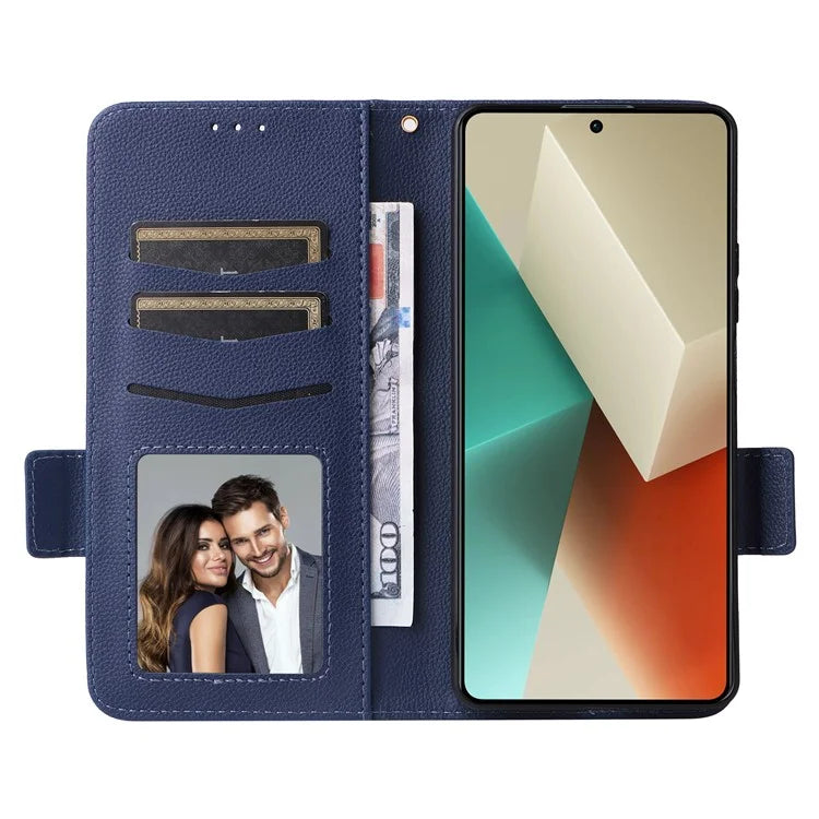 For Xiaomi Redmi Note 13 Pro 5G / Poco X6 5G Cell Phone Case Litchi Texture Leather Cover with Strap