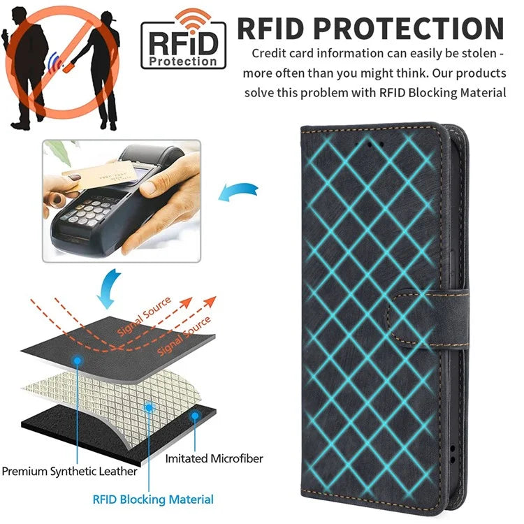 For Xiaomi Redmi Note 13 Pro 5G / Poco X6 5G Cell Phone Case RFID Blocking Wallet Leather Cover with Strap