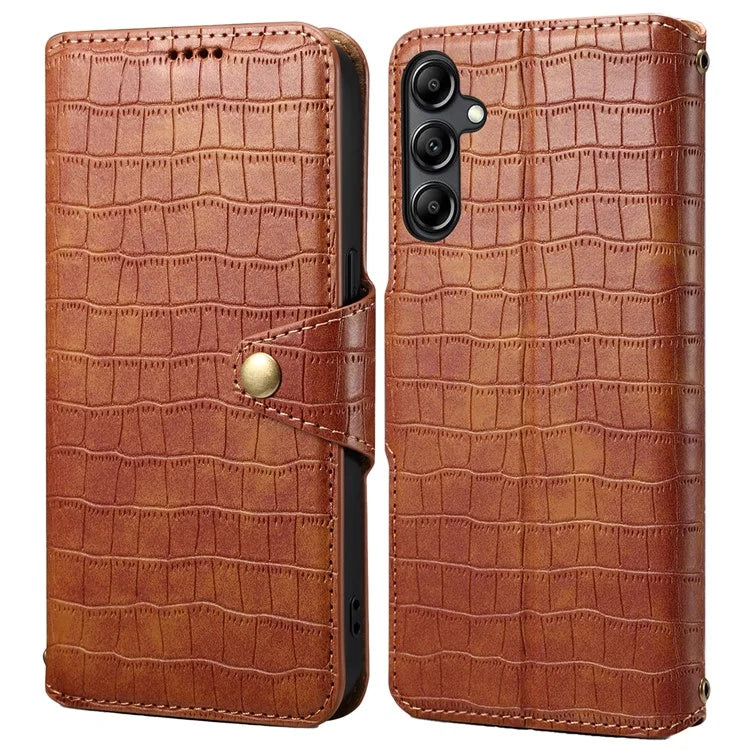 For Samsung Galaxy S24+ Case PU Leather+TPU Crocodile Texture Stand Phone Protector