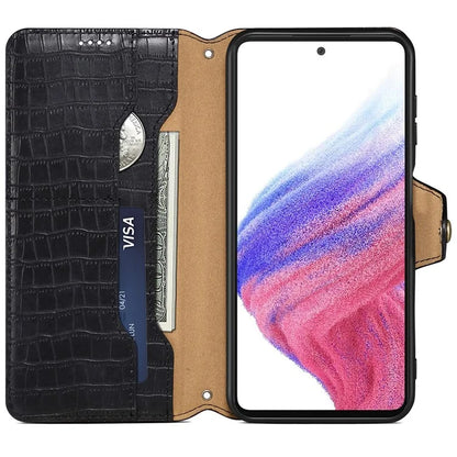For Samsung Galaxy S24+ Case PU Leather+TPU Crocodile Texture Stand Phone Protector