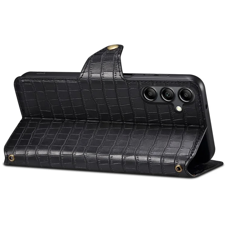 For Samsung Galaxy S24+ Case PU Leather+TPU Crocodile Texture Stand Phone Protector