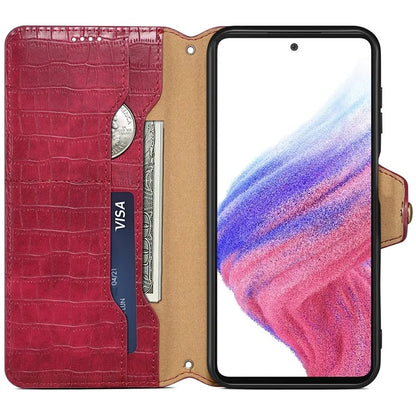 For Samsung Galaxy S24+ Case PU Leather+TPU Crocodile Texture Stand Phone Protector