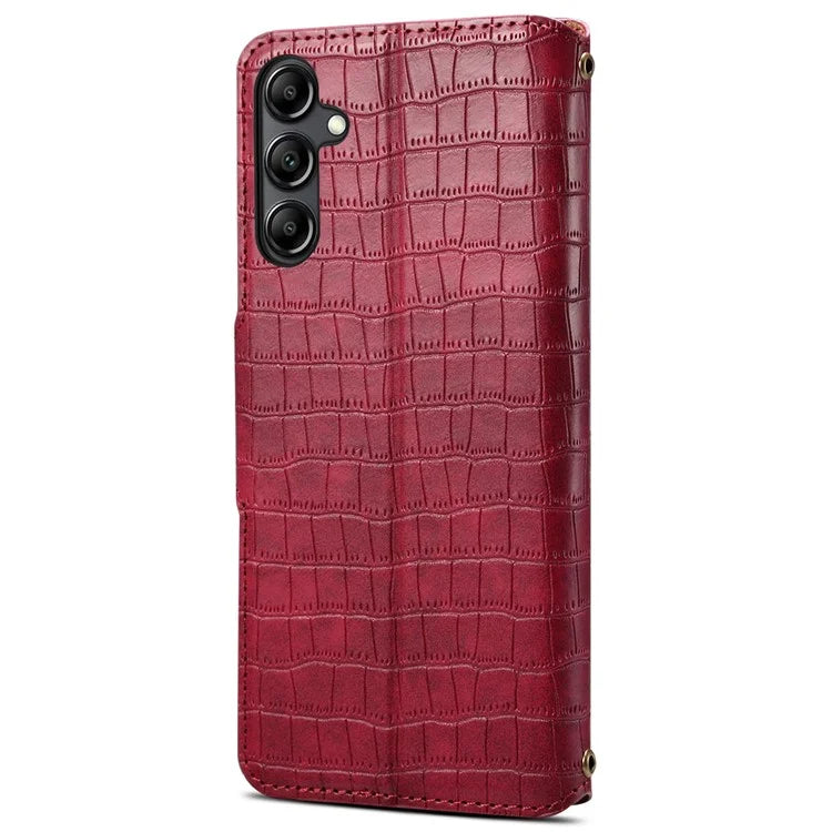 For Samsung Galaxy S24+ Case PU Leather+TPU Crocodile Texture Stand Phone Protector