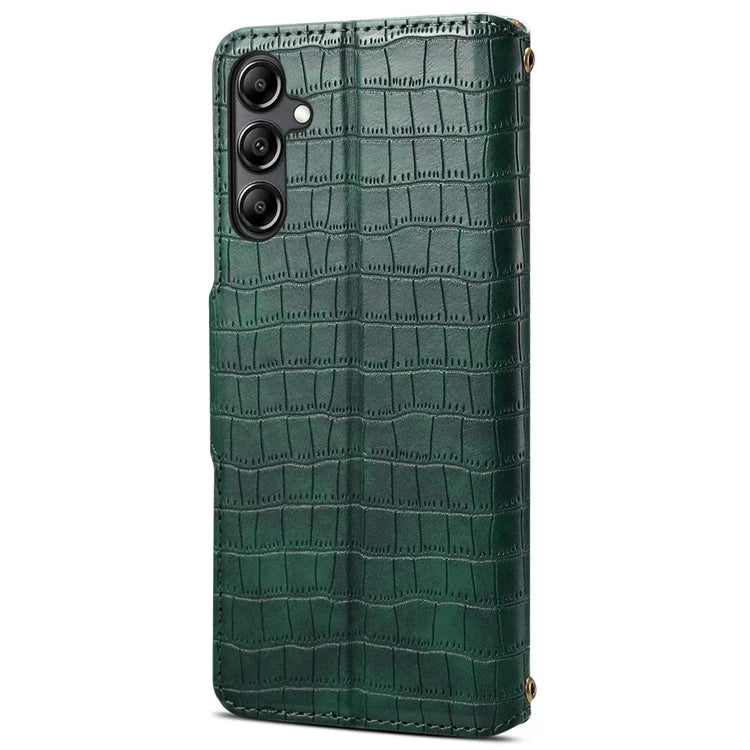 For Samsung Galaxy S24+ Case PU Leather+TPU Crocodile Texture Stand Phone Protector
