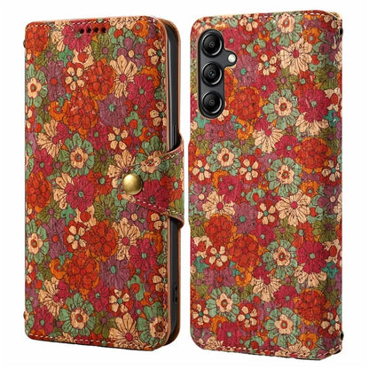 For Samsung Galaxy S24+ Phone Case Flower Printing Horizontal Stand PU Leather Protective Shell